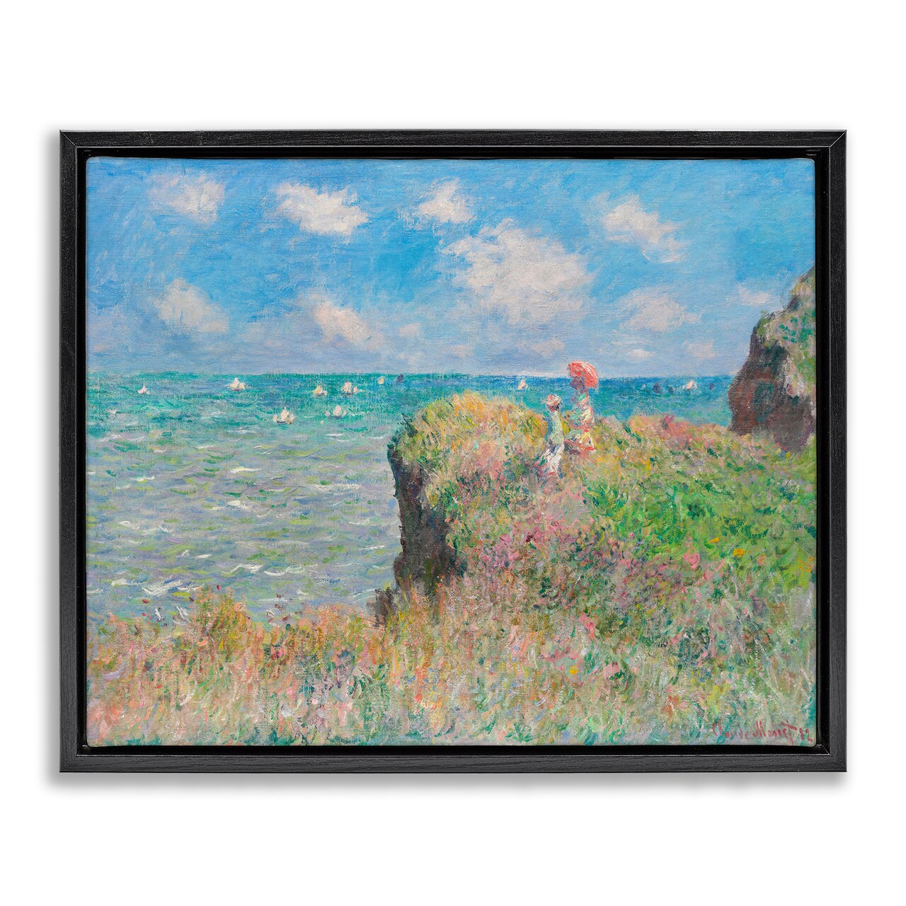 Stupell Industries Classic Monet Cliff Walk Framed Floater Canvas Wall Art Design by one1000paintings